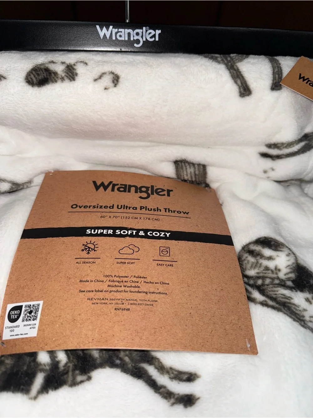 NEW Wrangler 60x70” OVERSIZED ULTRA PLUSH THROW WESTERN COWBOY HORSE BOOTS THEME